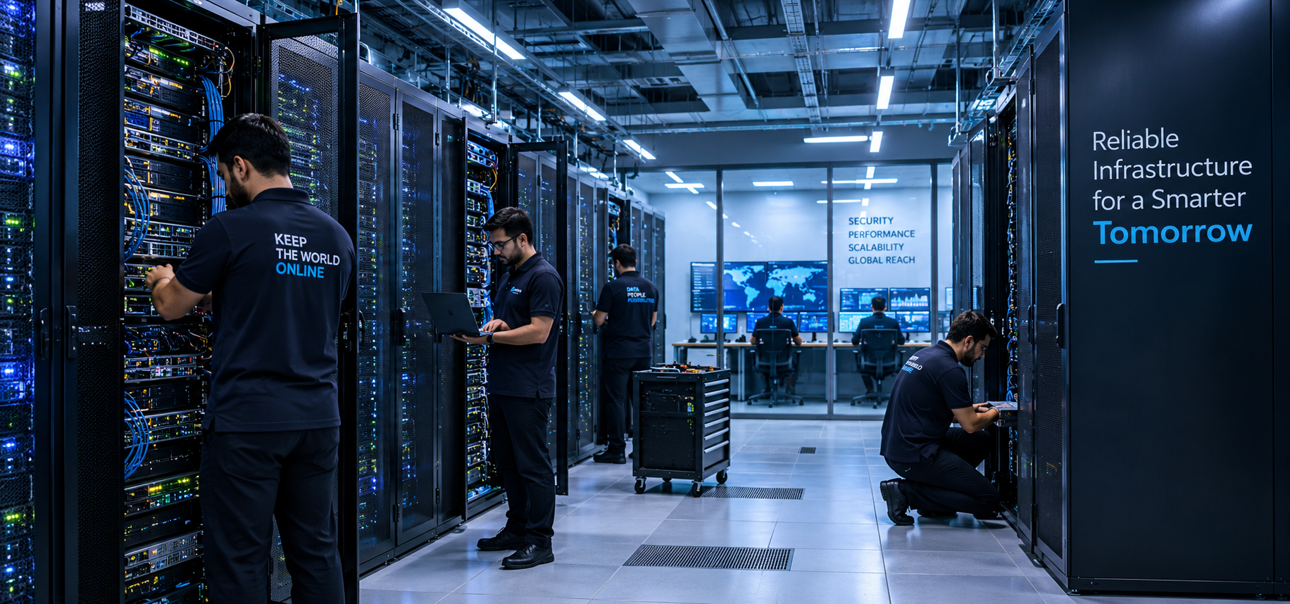C Zone Host engineers working in the data centre